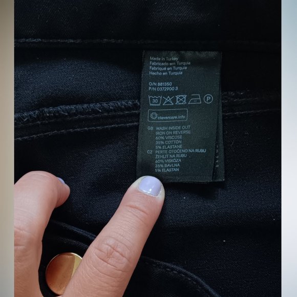 H&M Mid-Rise Toothpick Skinny Pants Black Goldent Button Zippers 10 - Picture 8 of 8